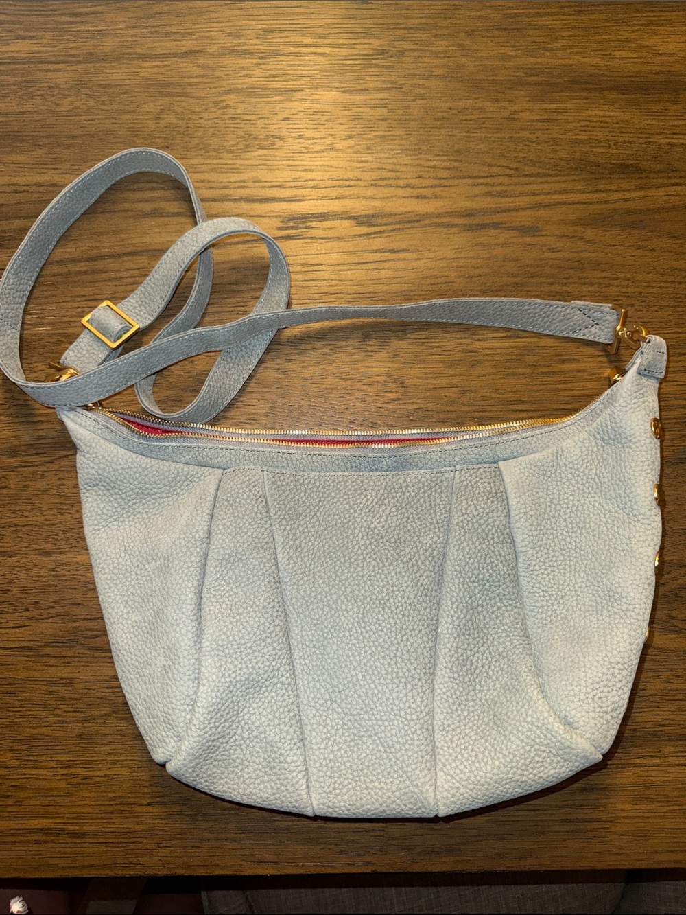 Hammitt Pebbled Leather Crossbody in Pale Blue with Gold Hardware - Picture 2 of 5